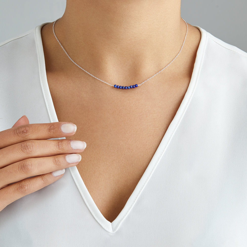 Silver Lapis Gemstone Cluster Choker