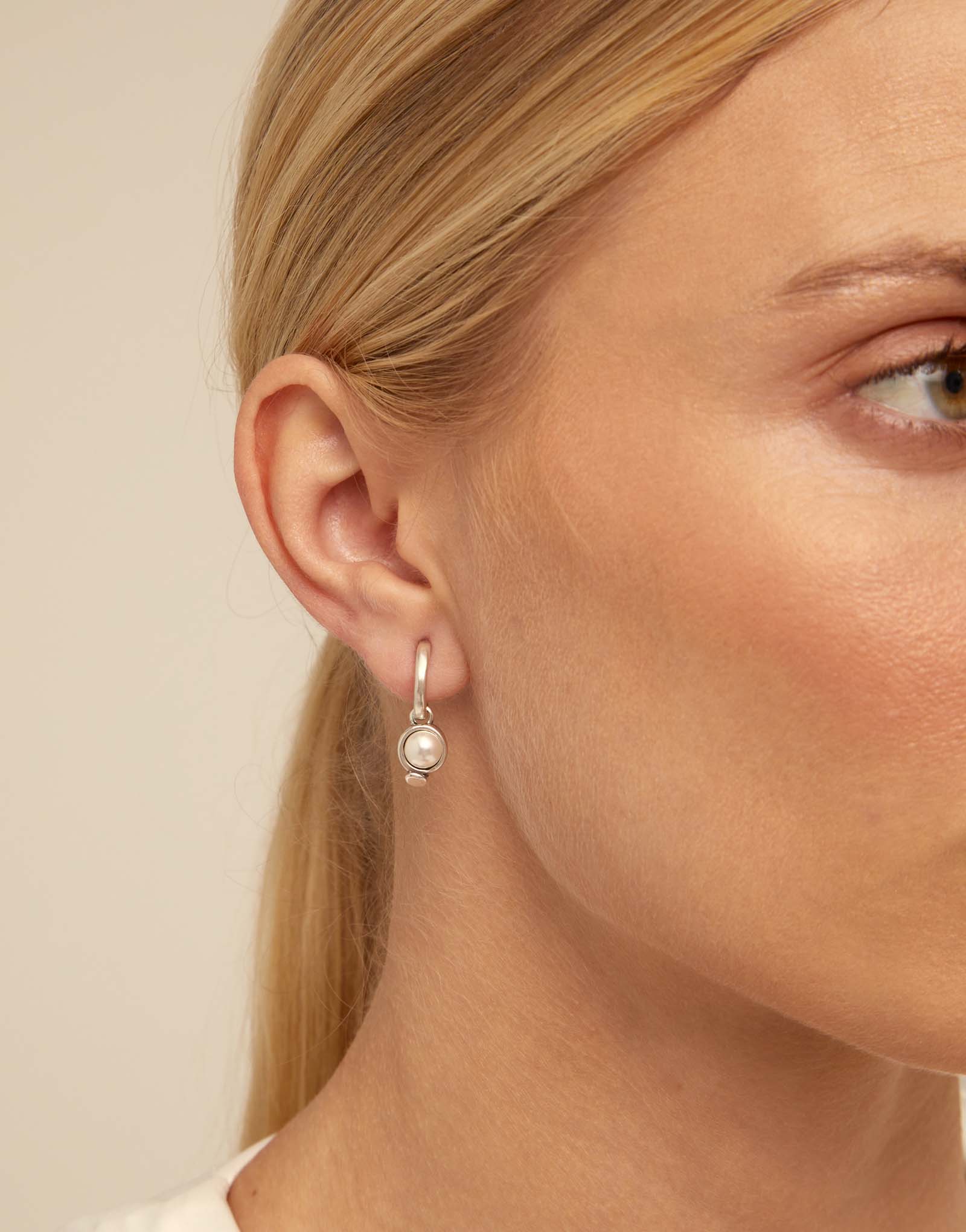 Single Hoop Charm With A Pearl