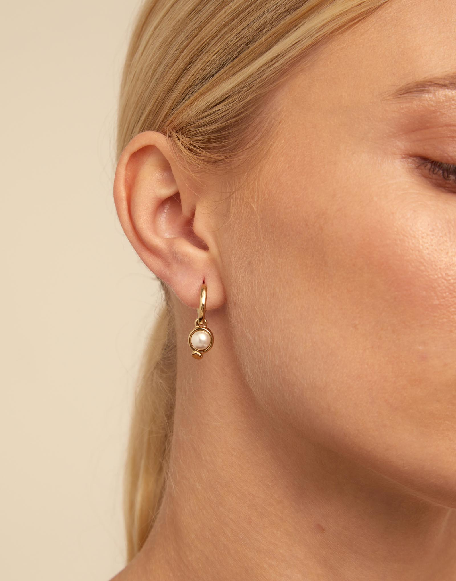 Single Hoop Charm With A Pearl