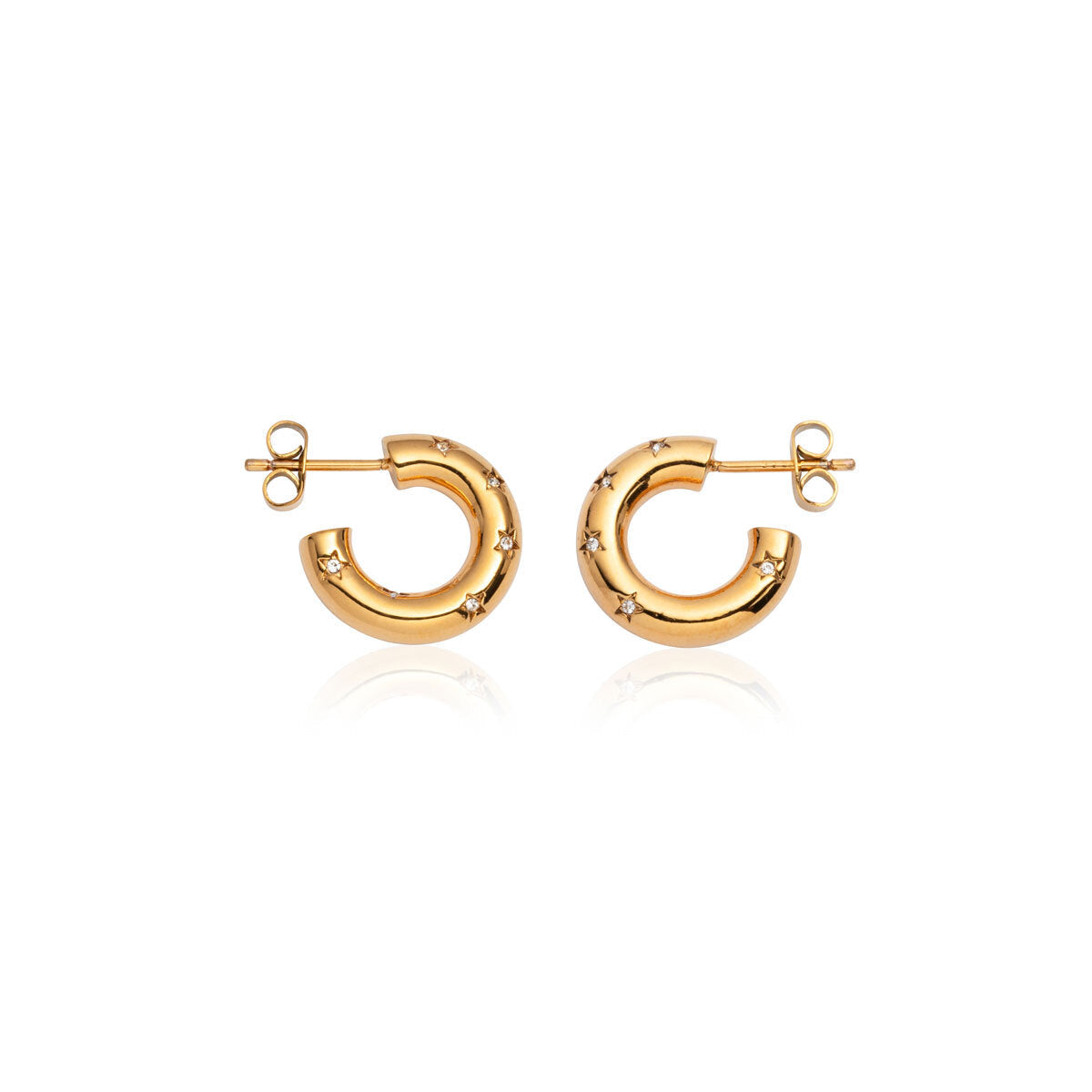 Starburst Huggie Hoop Earrings (Gold)