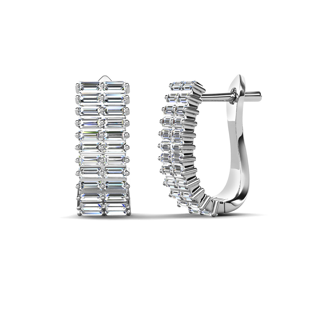 Pixie 18k White Gold Plated 17mm Hoop Earrings with Simulated Diamond Crystals