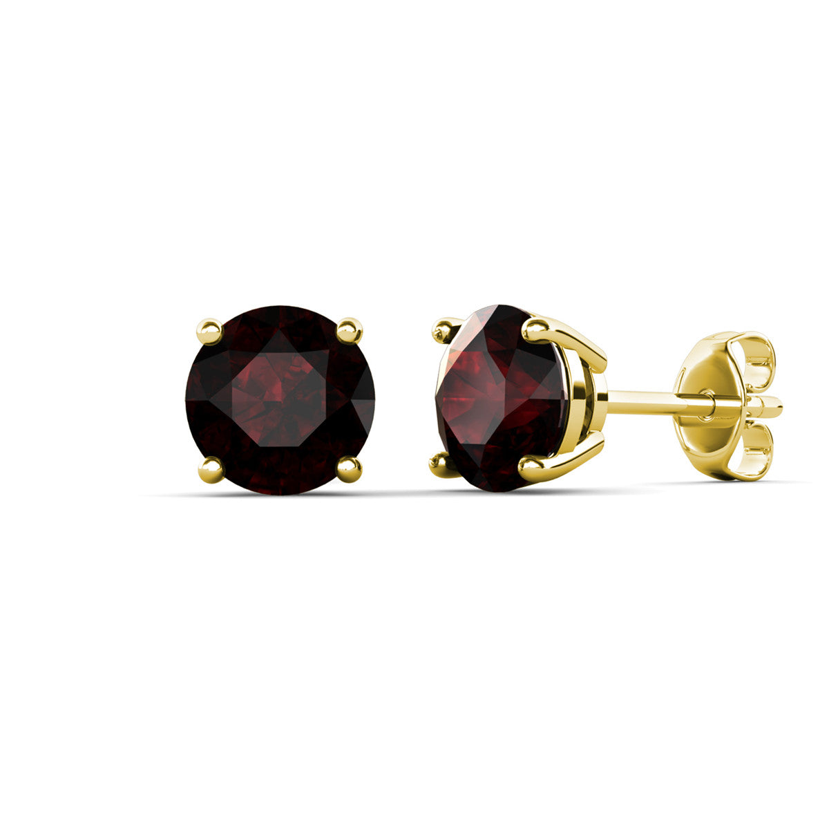 Larissa 18k Yellow Gold Plated Stud Earrings with Round Cut Ruby Gemstones