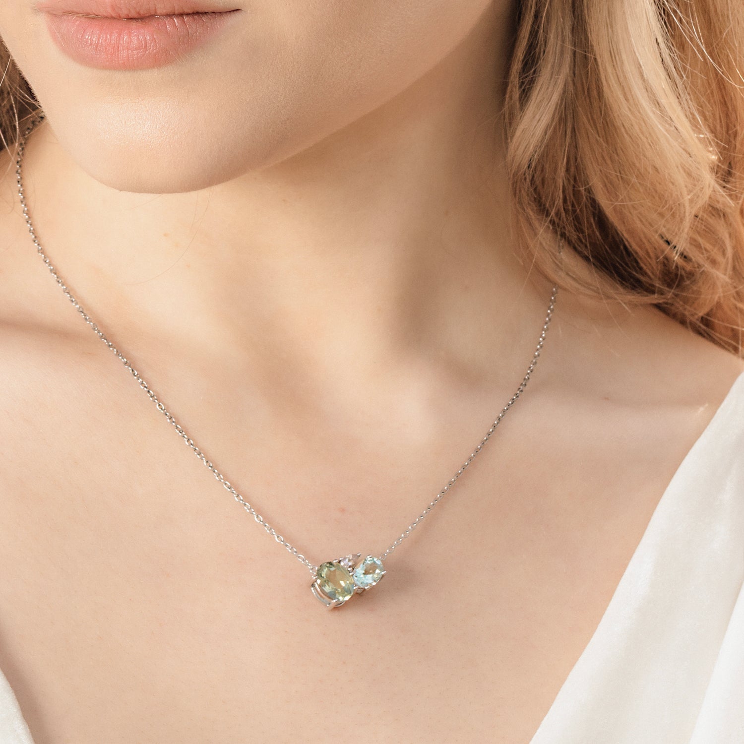 Green Amethyst Cluster Necklace
