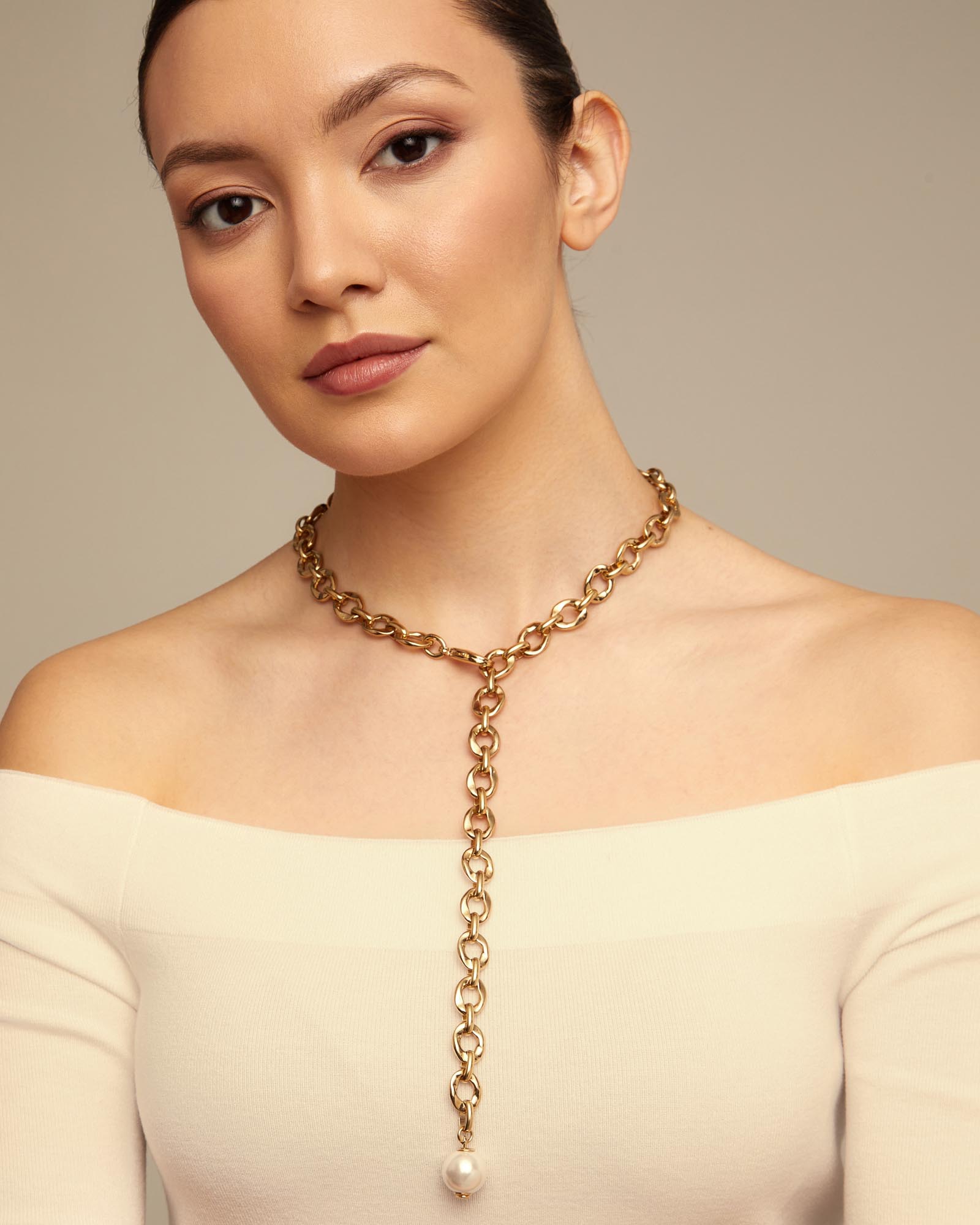 Long adjustable link chain necklace