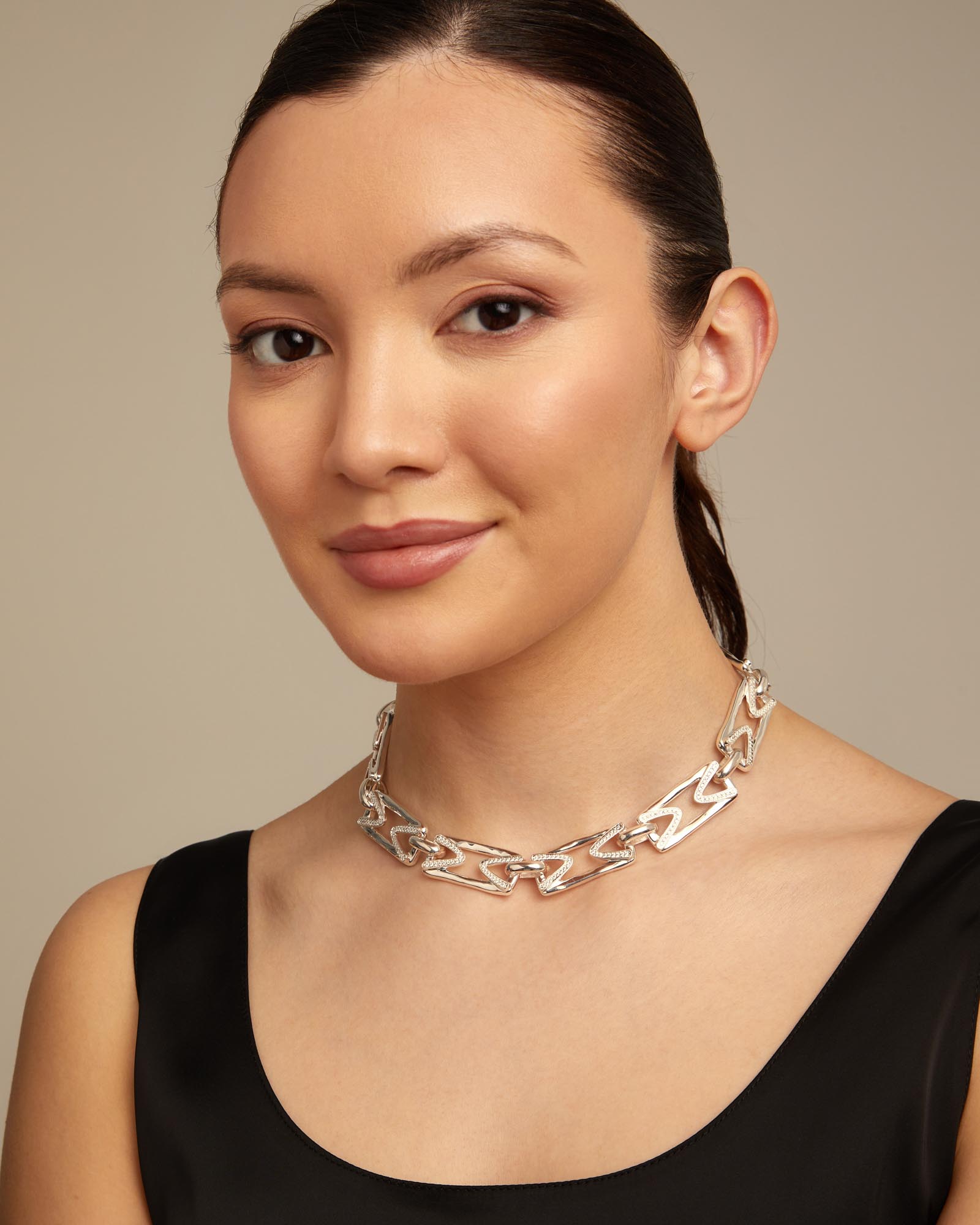 Multi strand chain necklace with topaz