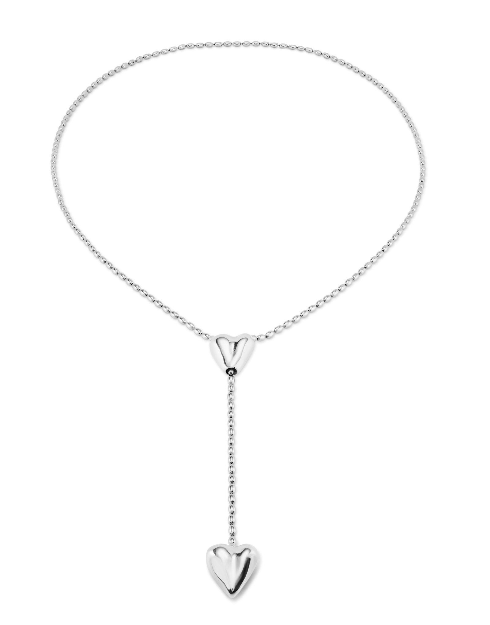 Long adjustable chain necklace with two hearts