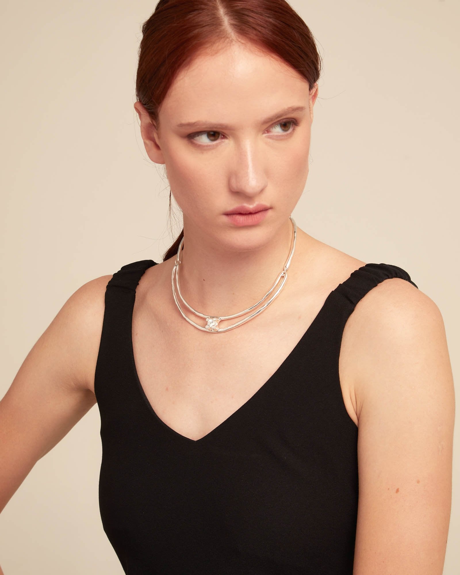 Choker necklace with white cubic zirconia