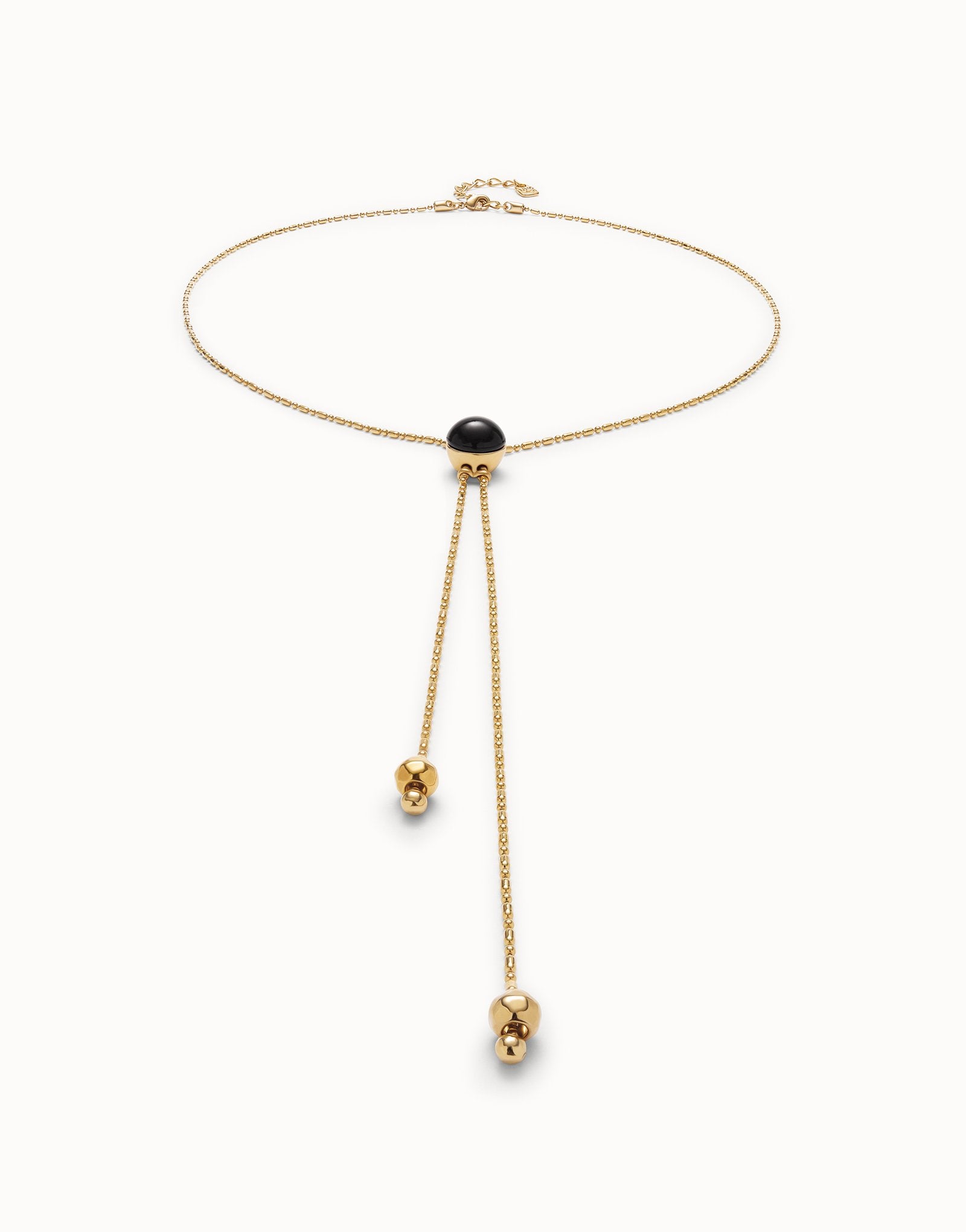 Long pendant  necklace with central black murano glass