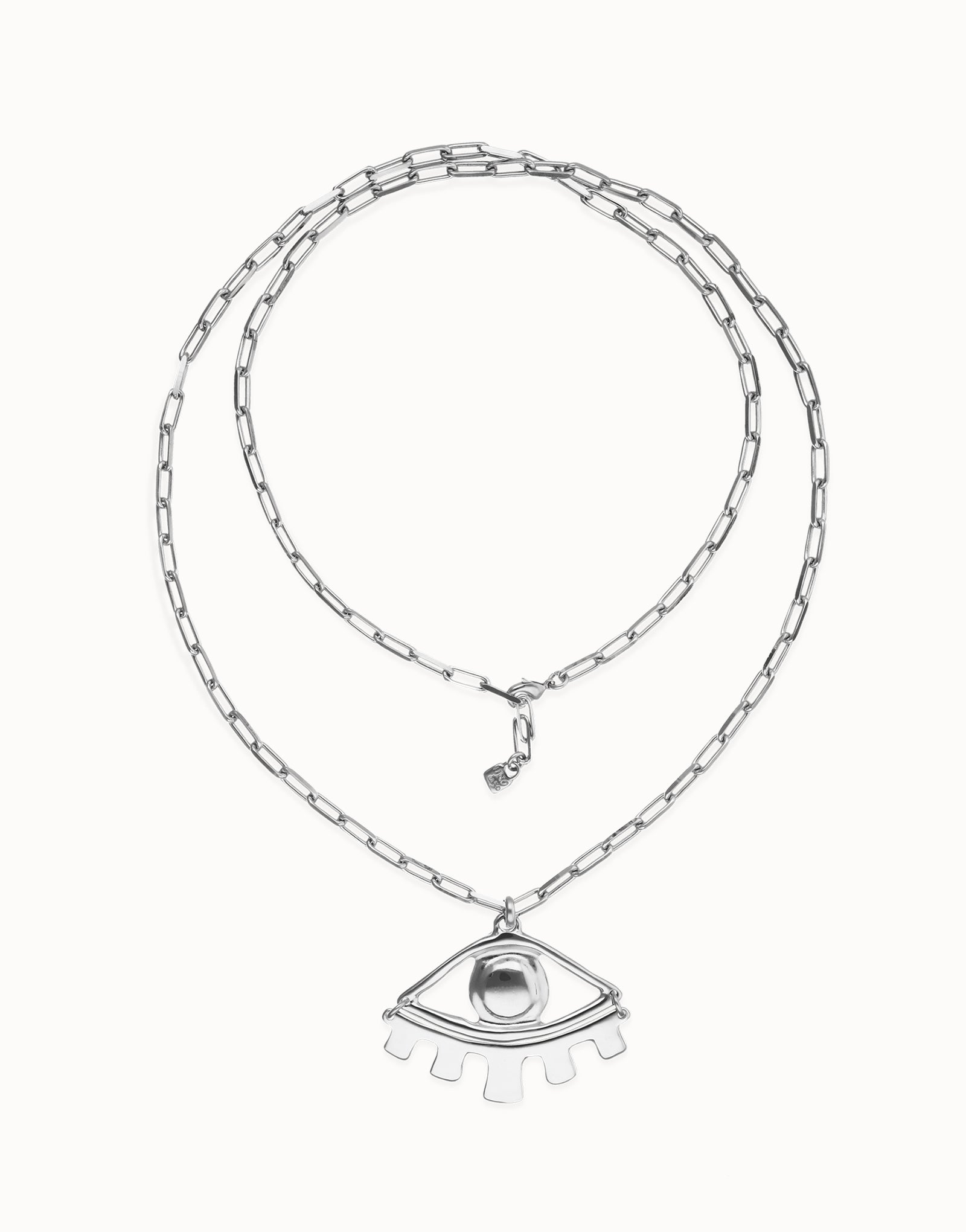 Long pendant chain necklace with central eye