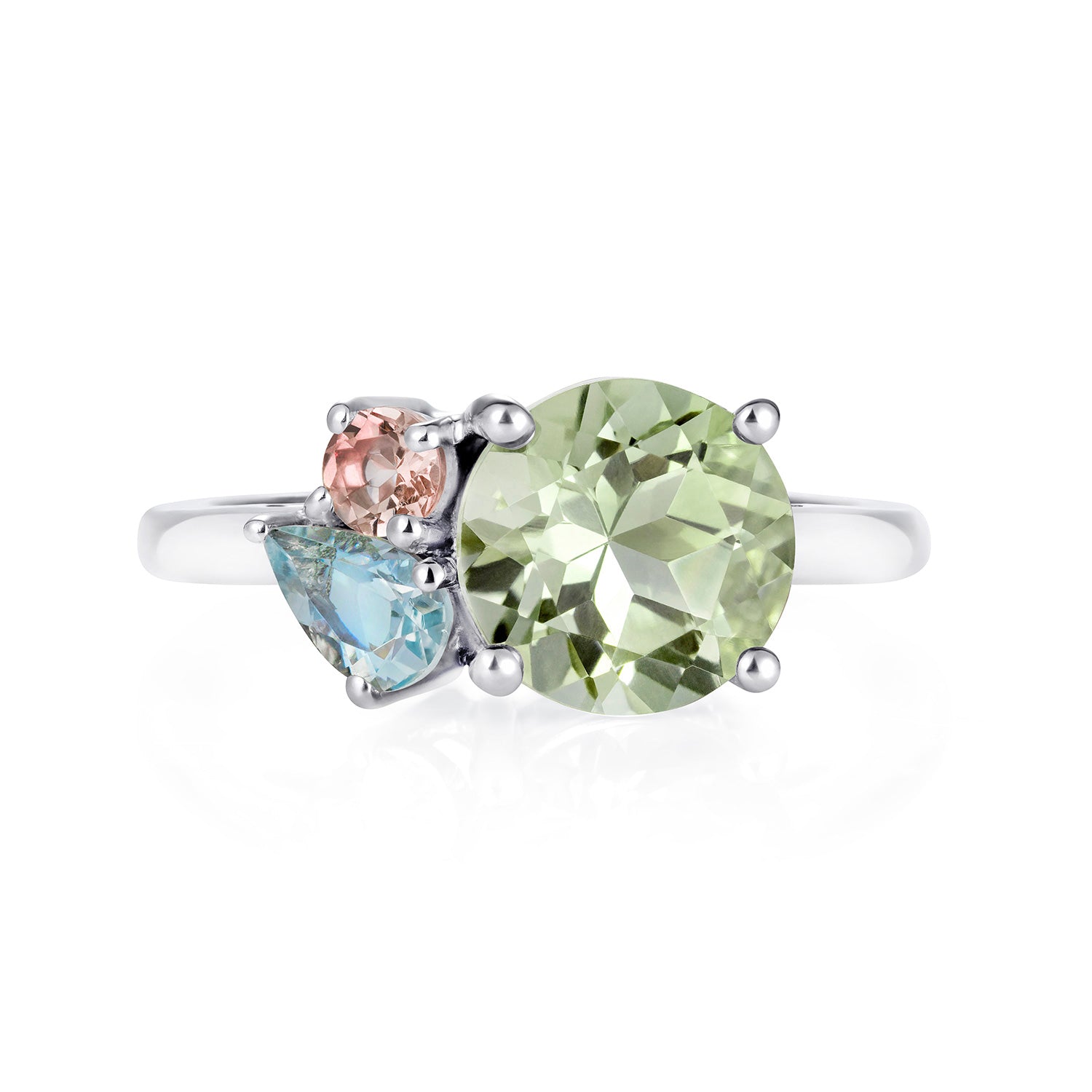 Green Amethyst Cluster Ring