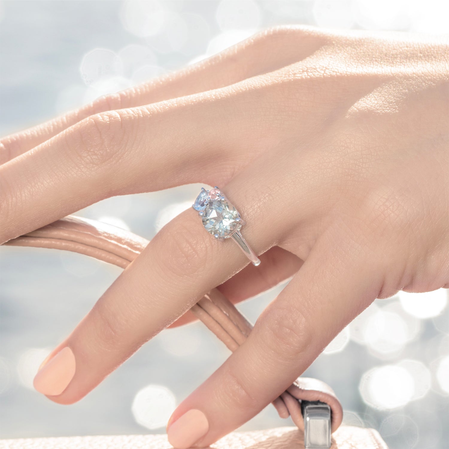 Green Amethyst Cluster Ring