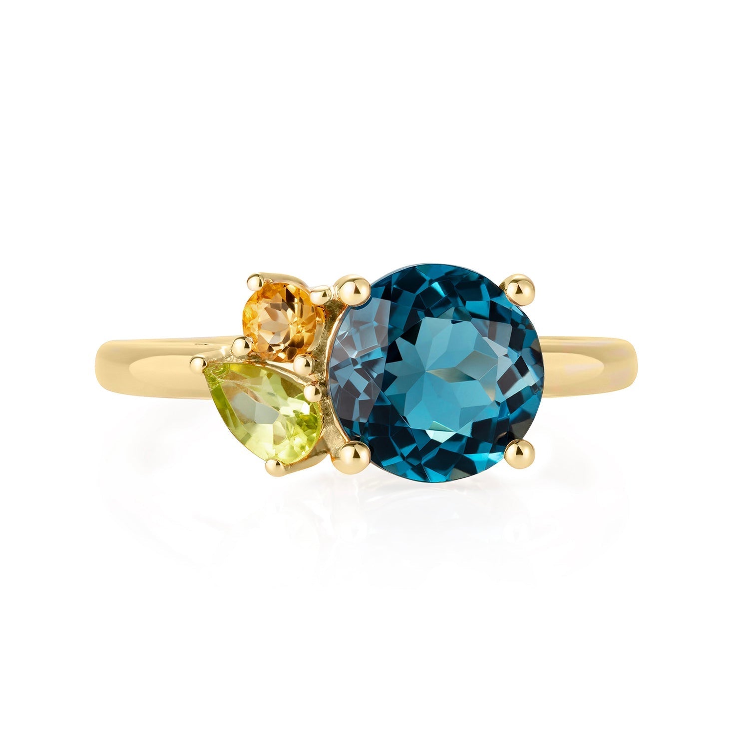 Teal Topaz Gold Cluster Ring