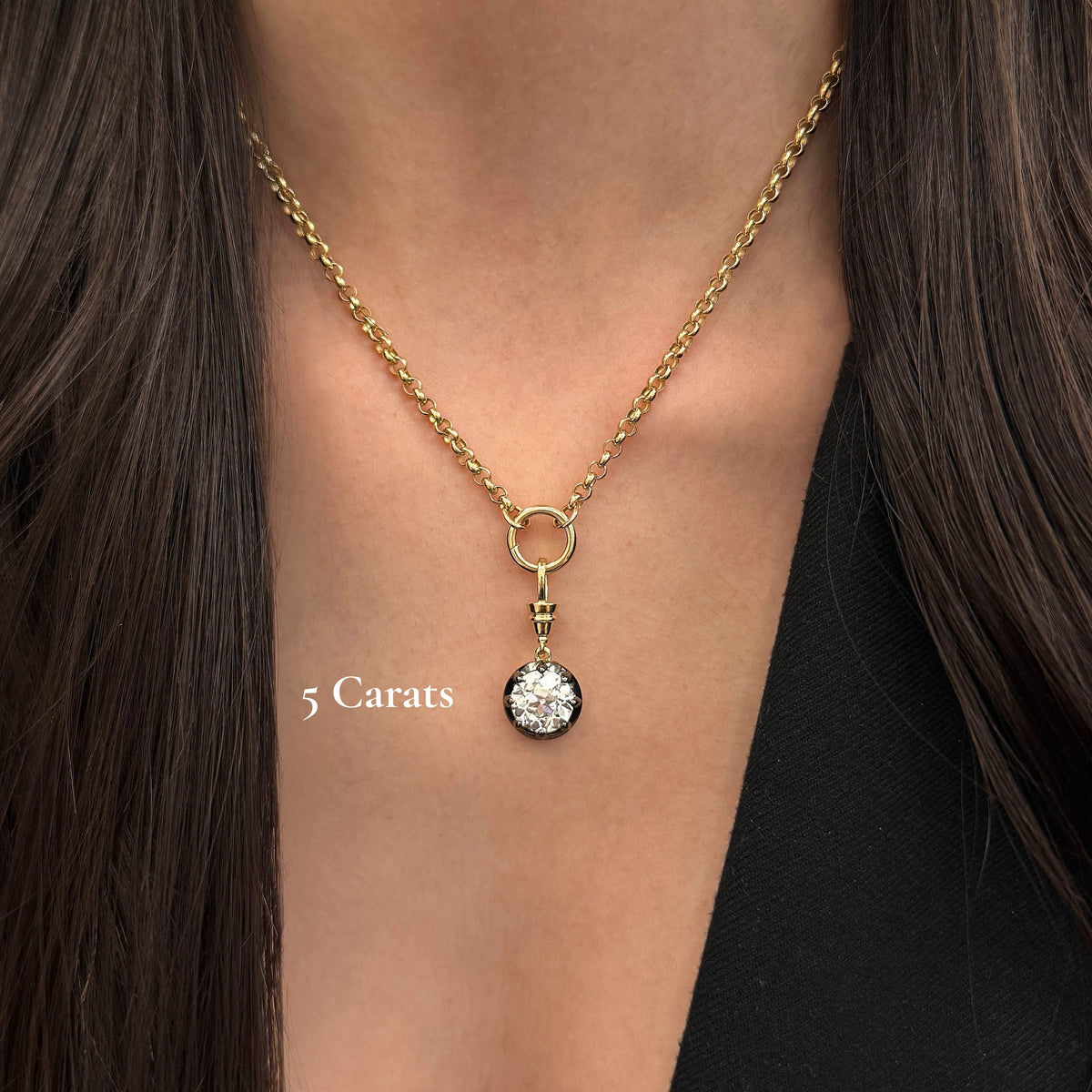 Georgian Round Lab Diamond Rolo Necklace