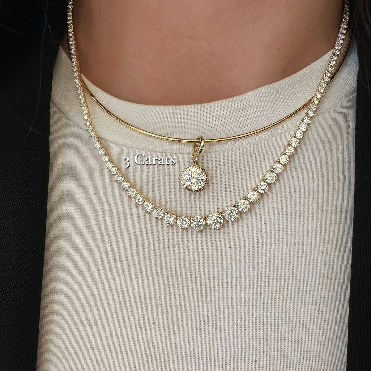 Georgian Round Lab Diamond Omega Necklace