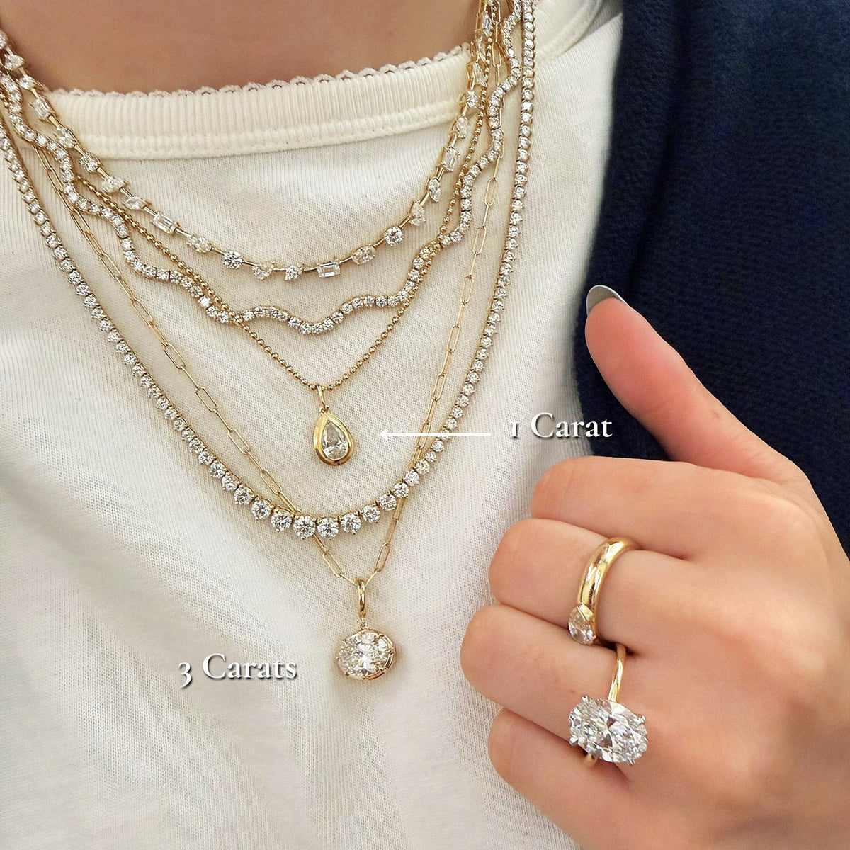 Georgian East-West Oval Lab Diamond Paperclip Necklace