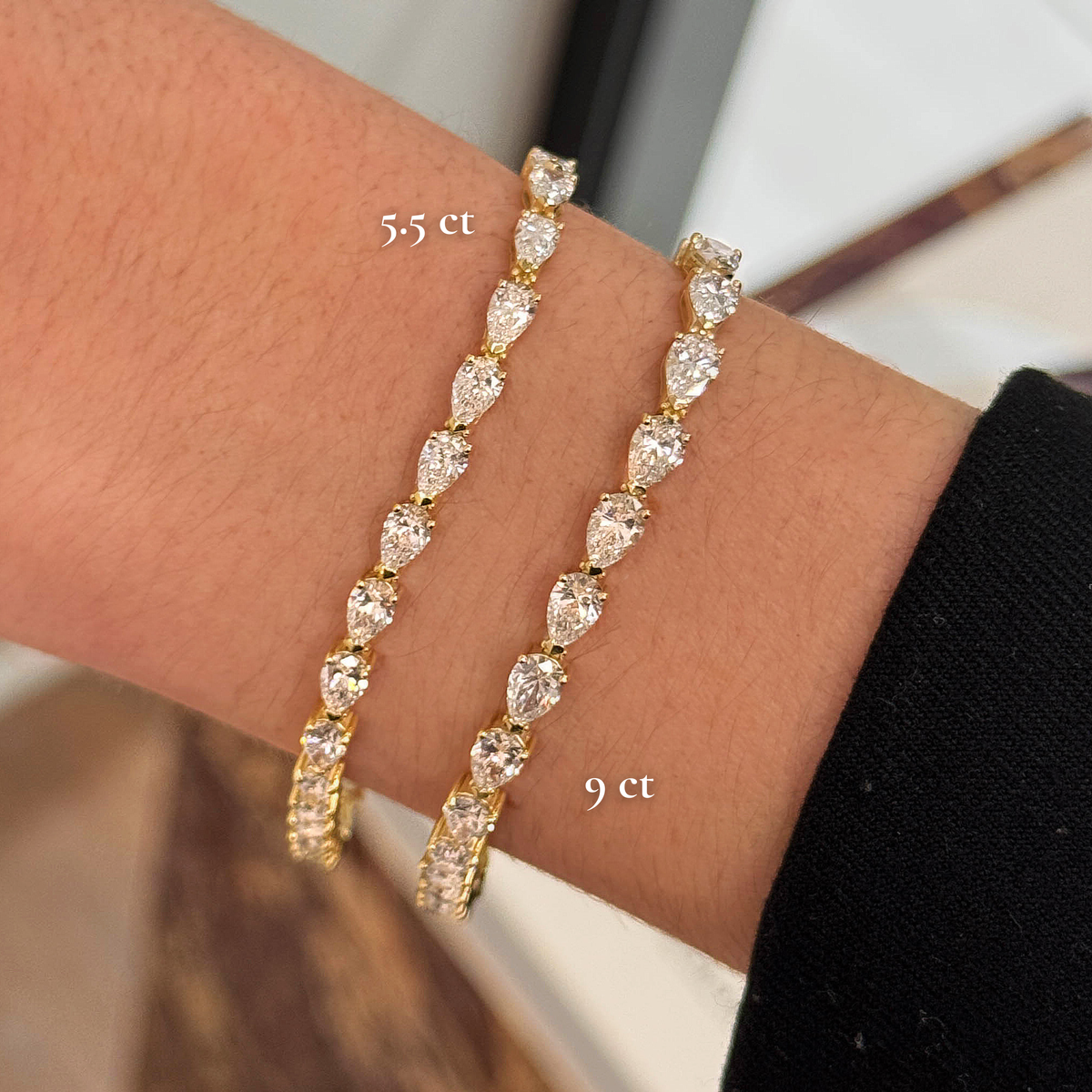 East-West Pear Lab Diamond Tennis Bracelet