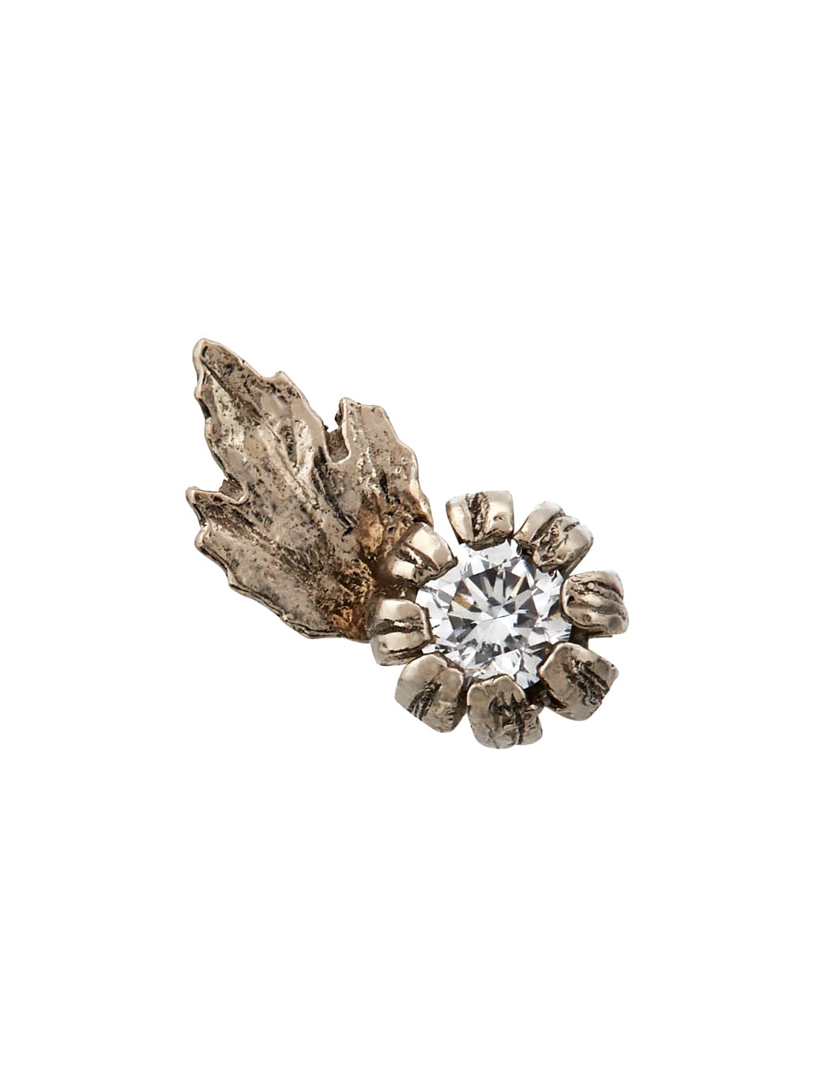 Single Seruni Bud & Leaf Diamond Stud Earring