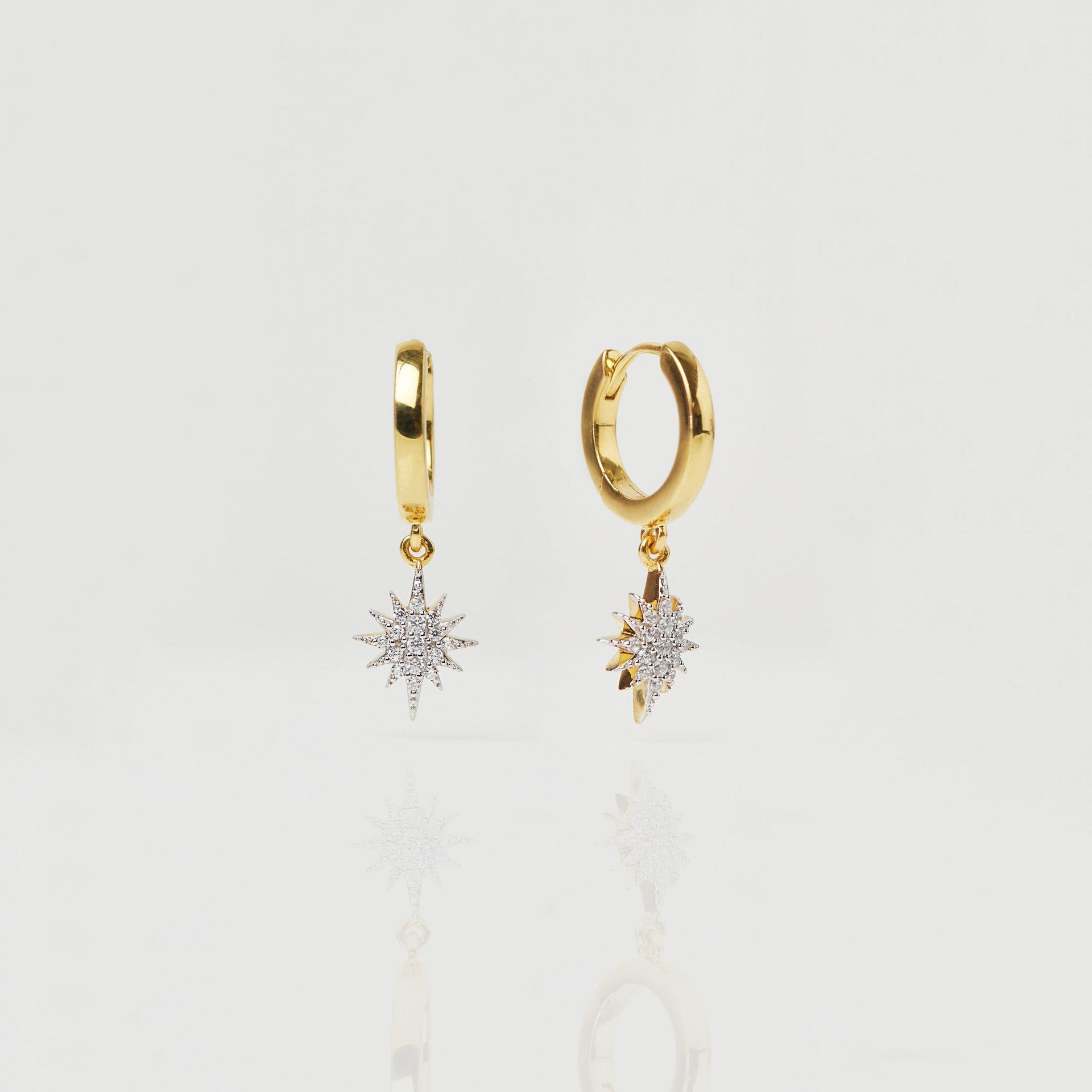 Starburst Drop Hoops In Gold Vermeil