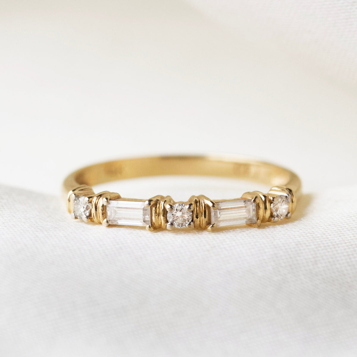 Moissanite & Diamond Eternity Wedding Band