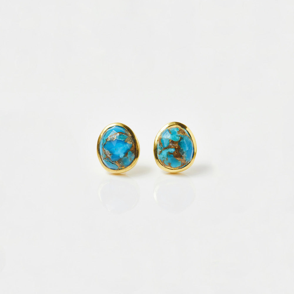 Copper Turquoise Stud Earrings