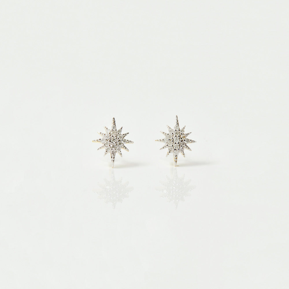 Diamond Starburst Stud Earrings