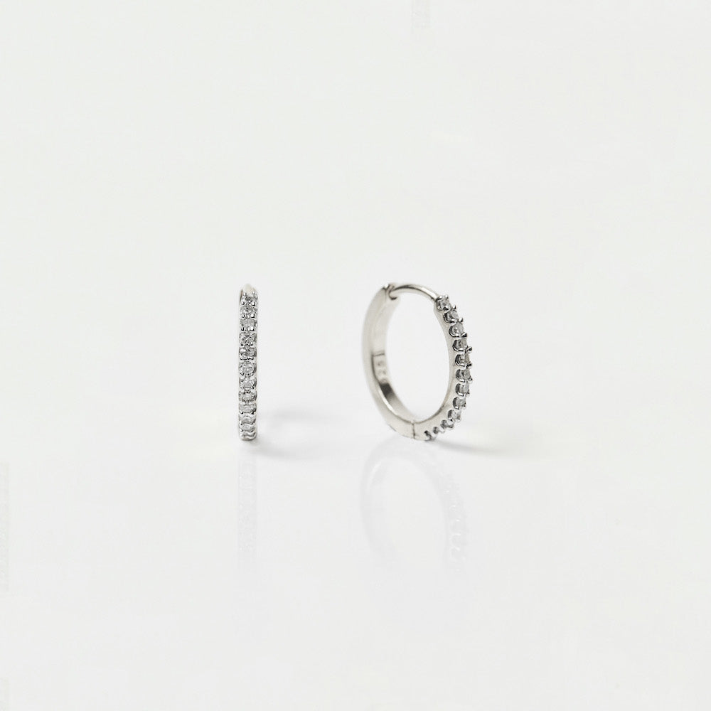 Mini Huggie Hoops in Diamond