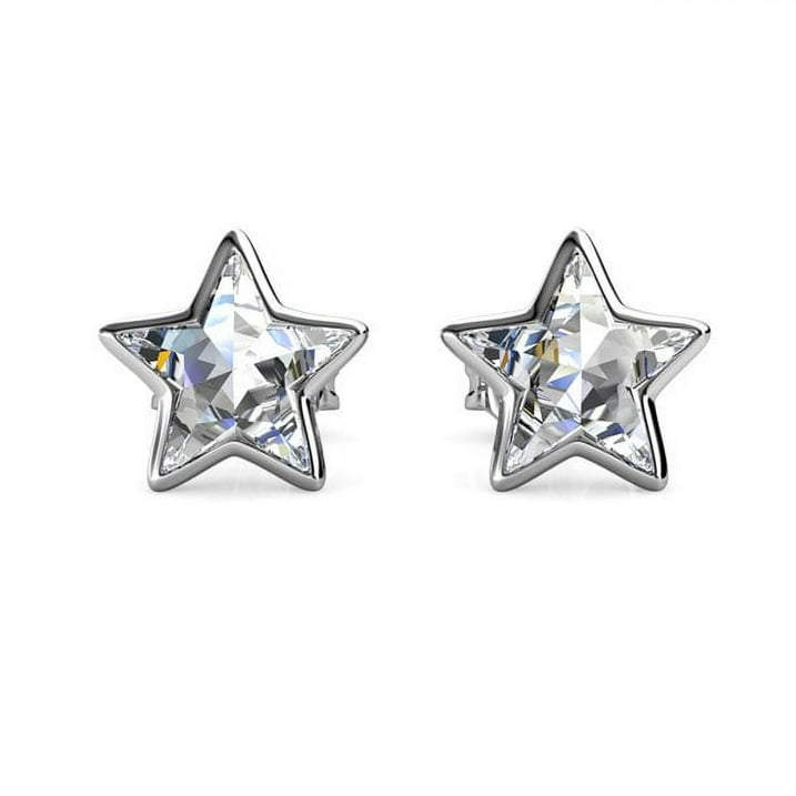 Lealani 18k White Gold Plated Stud Earrings with Swarovski Crystals