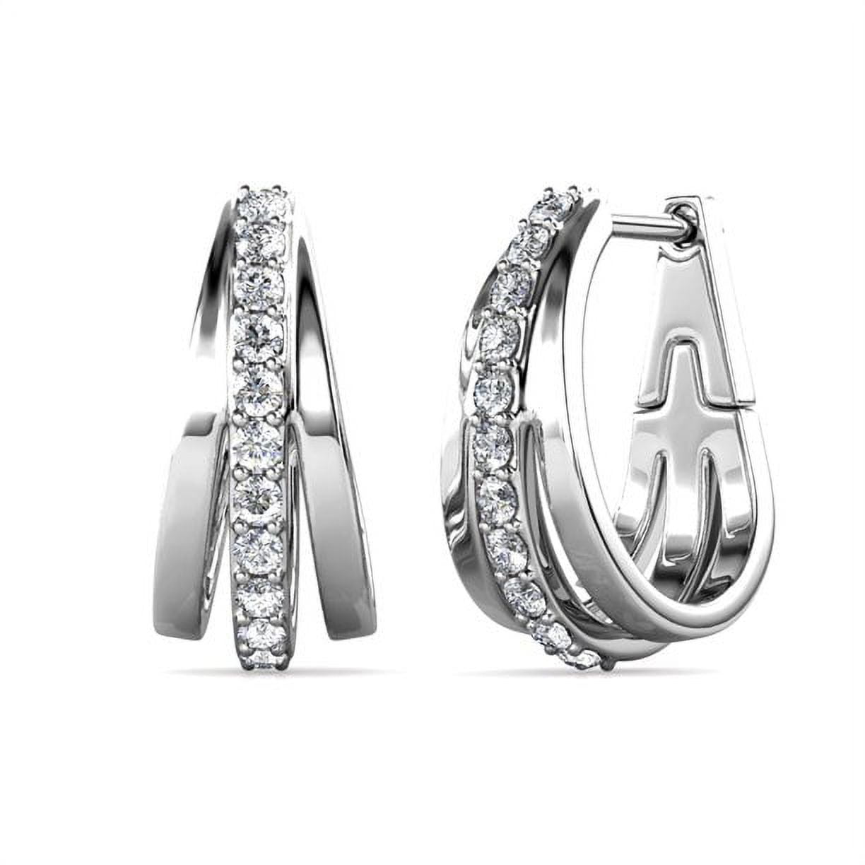 Bella 18k White Gold Plated 17mm Hoop Earrings with Swarovski Crystals