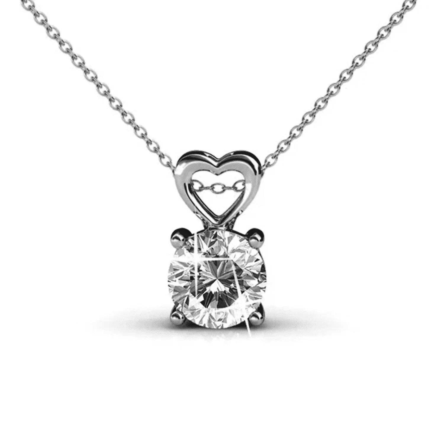Marian 18k White Gold Plated Heart Pendant Necklace with Swarovski Crystal