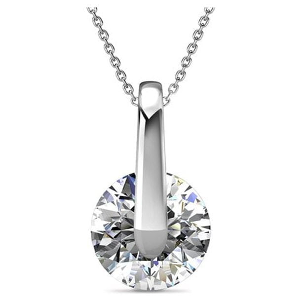 Tina 18k White Gold Plated Necklace with Solitaire Swarovski Crystal