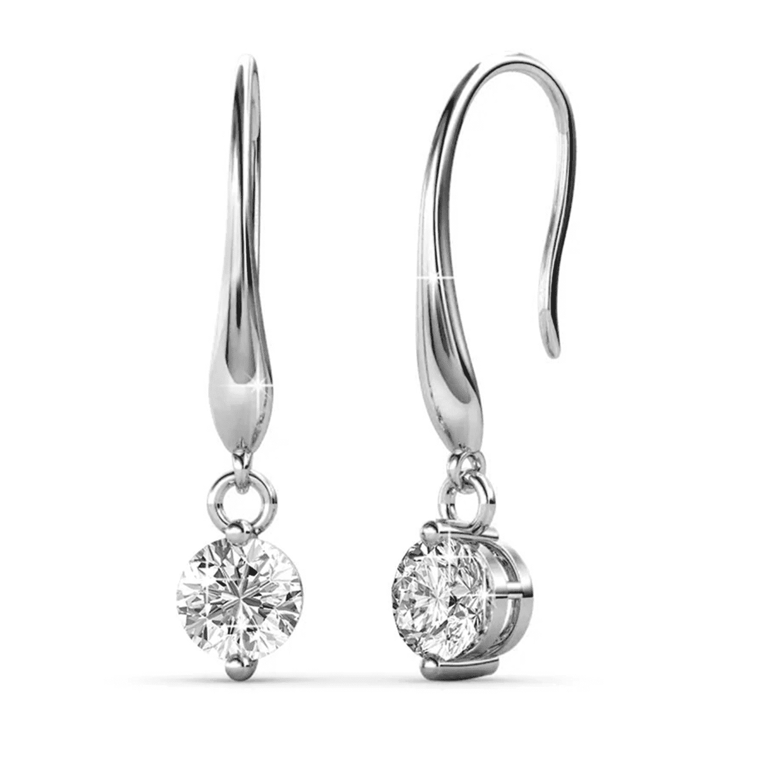 Veronica 18k White Gold Plated Drop Earrings with Swarovski Crystals