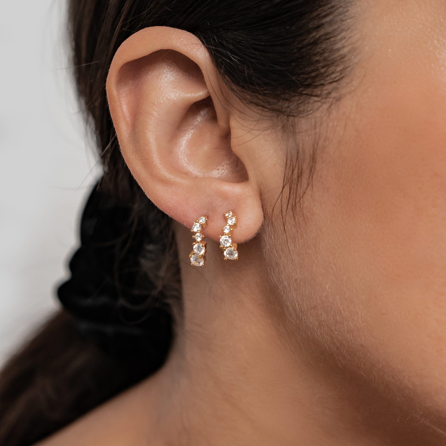 Celestial Sparkle Hoop Earrings Sterling Silver