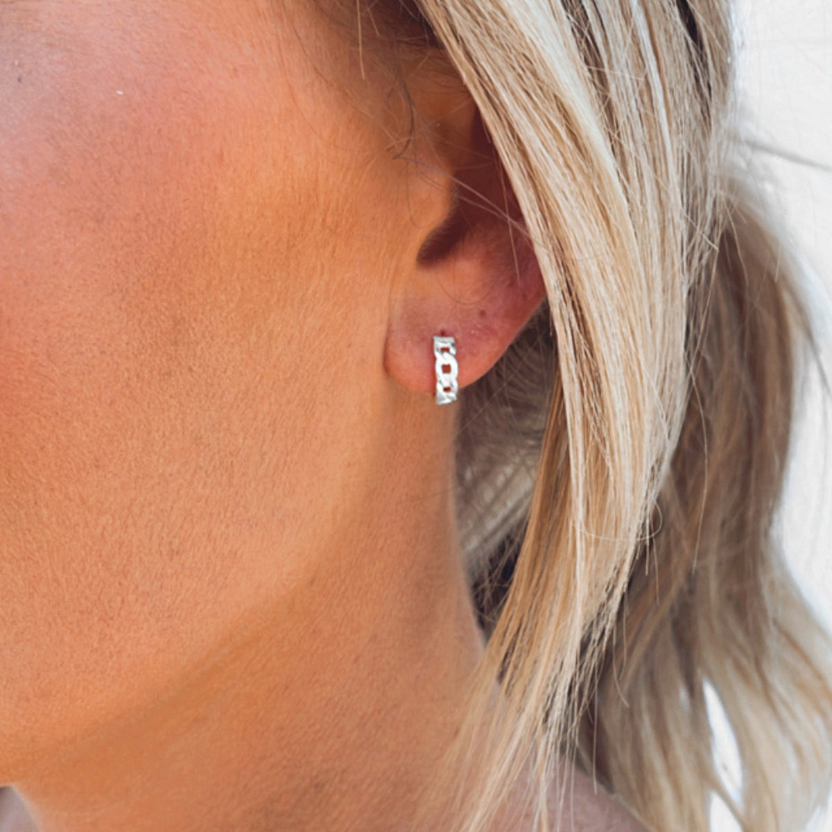 Chain Hoop Earrings - Huggie Hoop Earrings