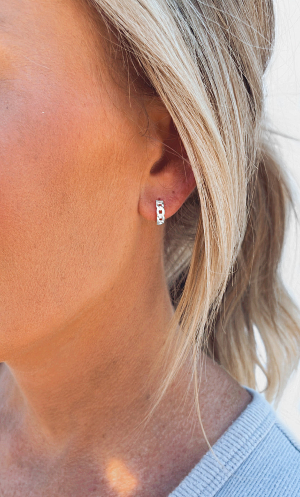 Chain Hoop Earrings - Huggie Hoop Earrings