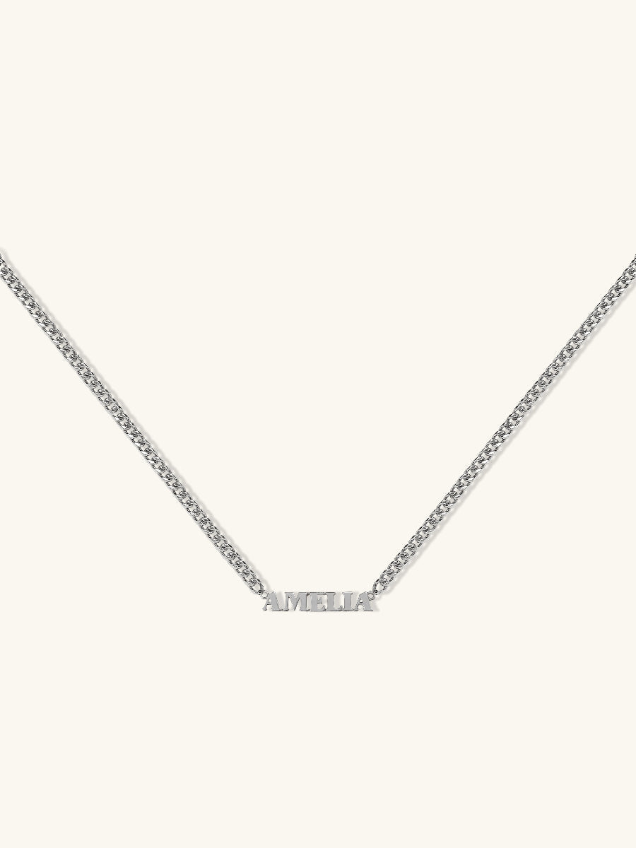 Sterling Silver Nameplate Necklace With XL Curb Chain