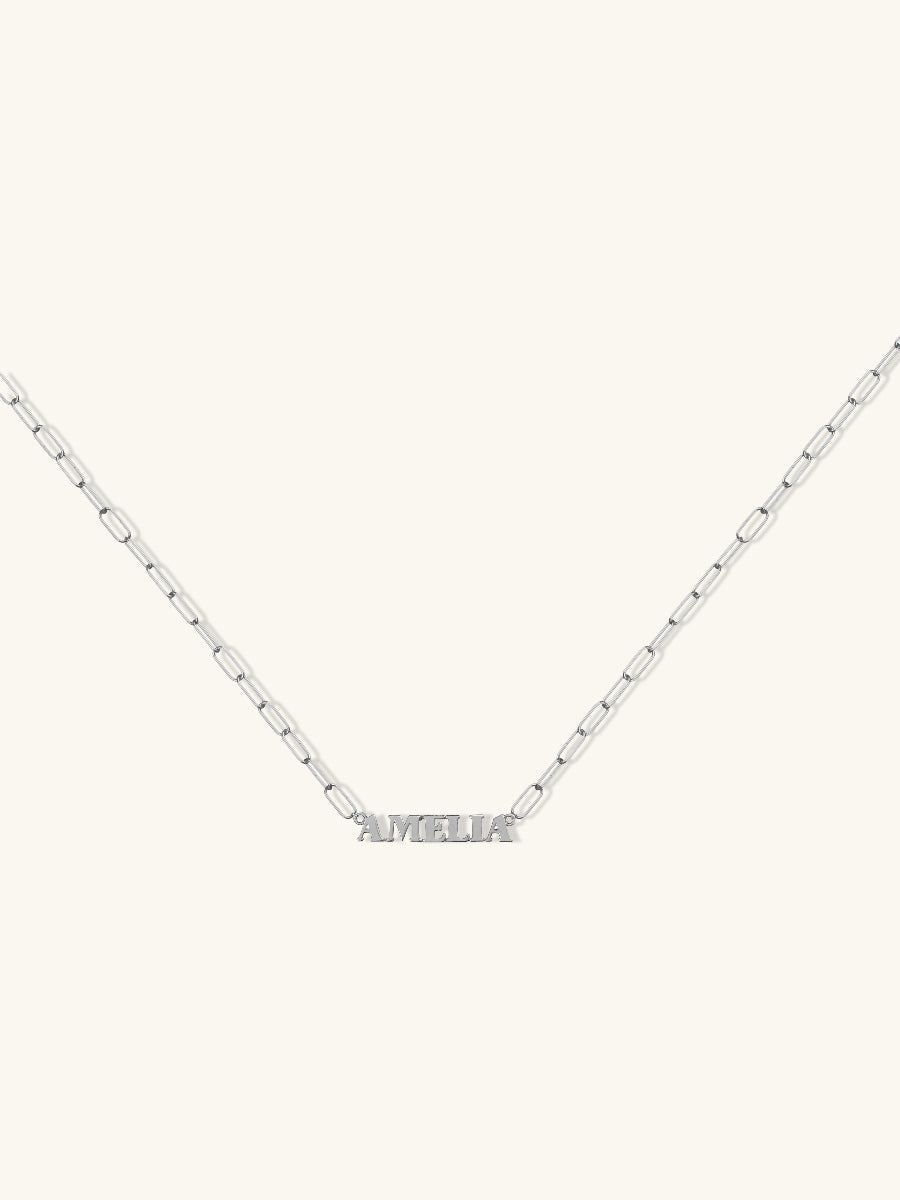 Sterling Silver Nameplate Necklace With Harper Chain