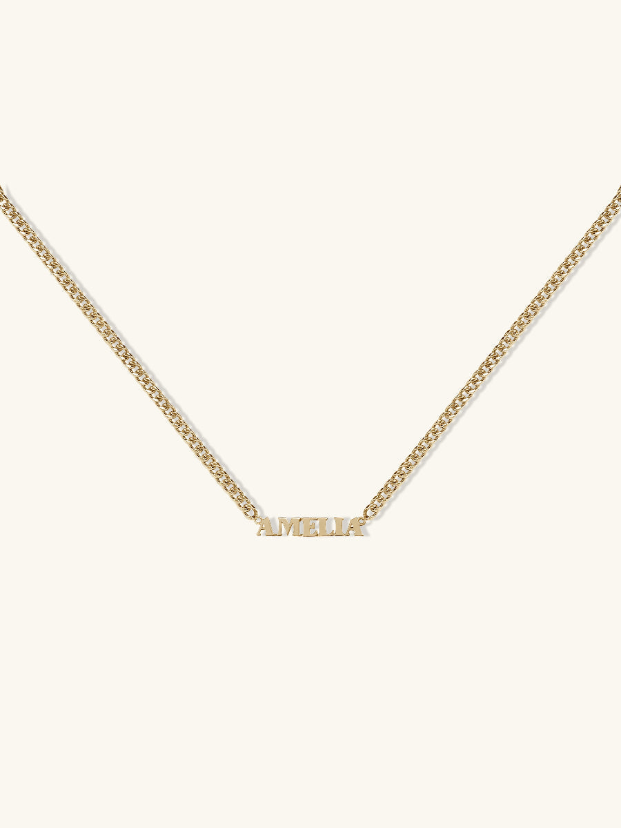 14K Gold Vermeil Nameplate Necklace With XL Curb Chain