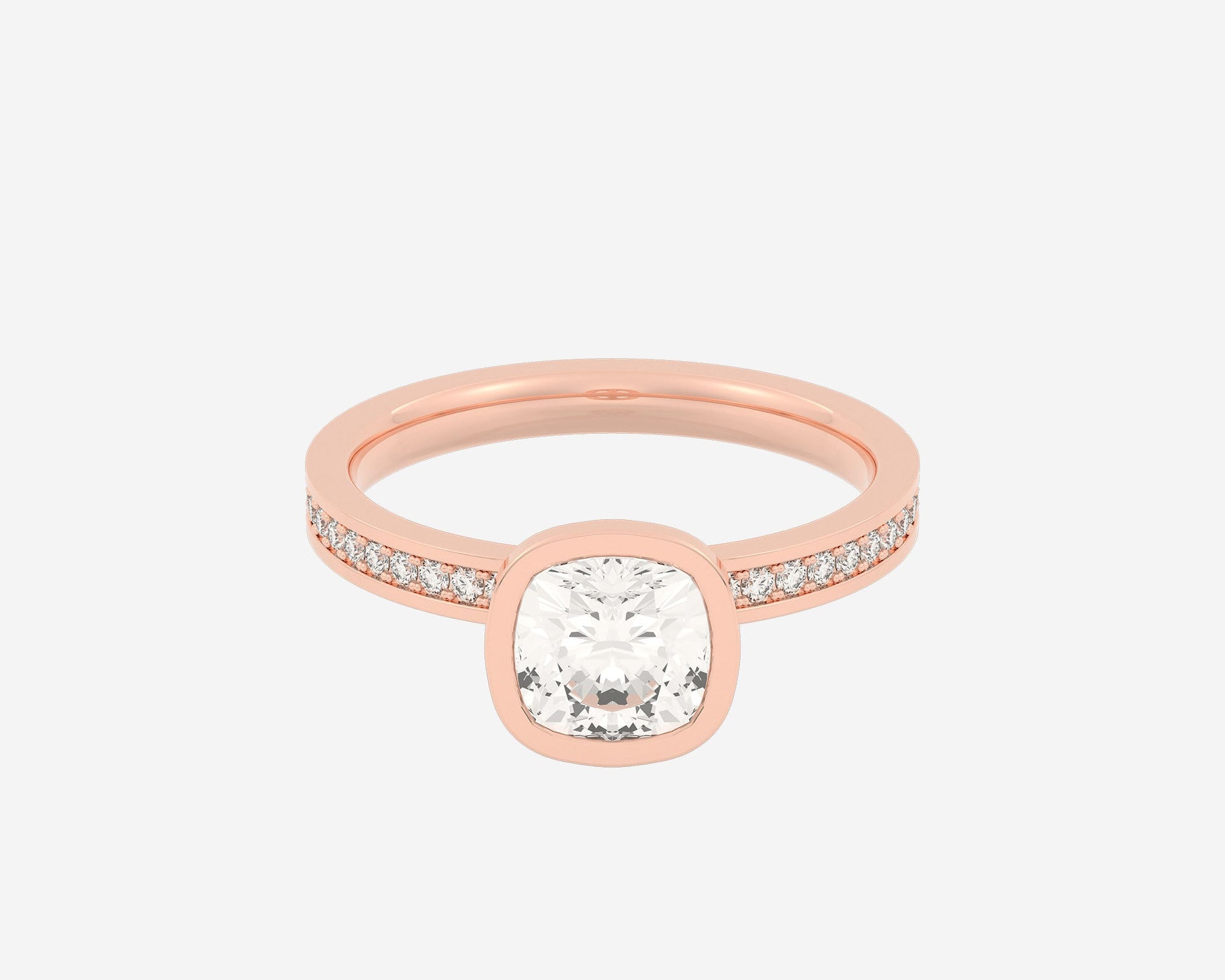 The Channel Eternity Bezel Solitaire — Cushion