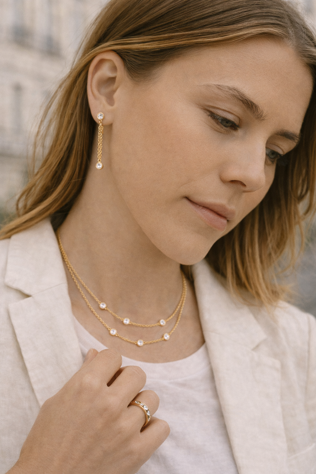 Aurora Diamond Chain Studs