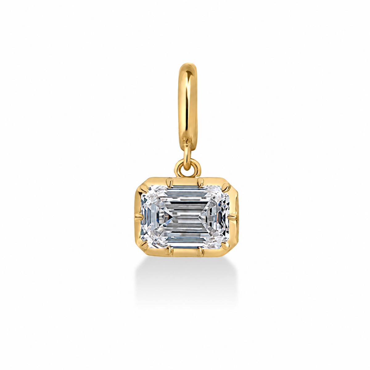 Georgian East West Emerald Cut Lab Diamond Pendant