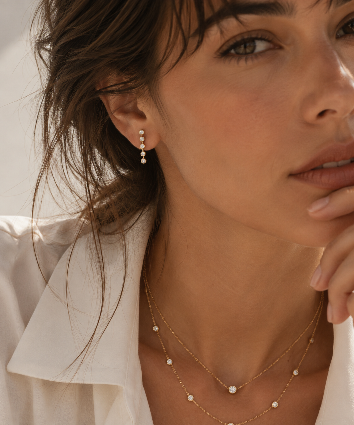 Aurora Diamond Long Line Drop Earrings