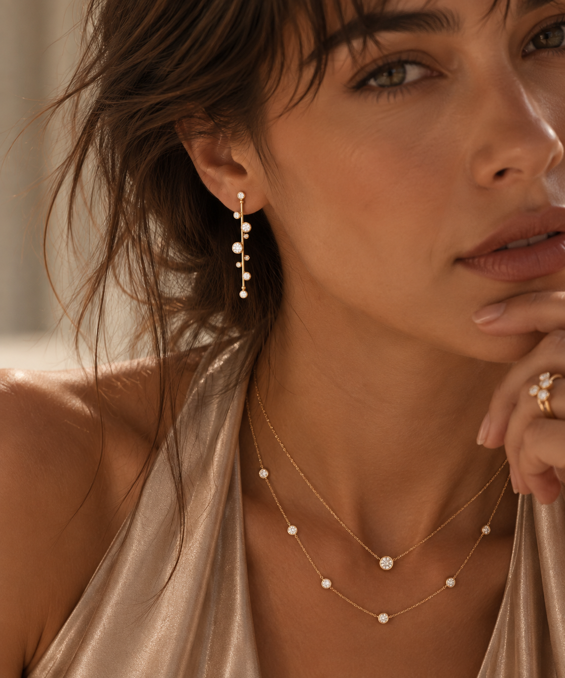 Aurora Scattered Light Diamond Drop Earrings