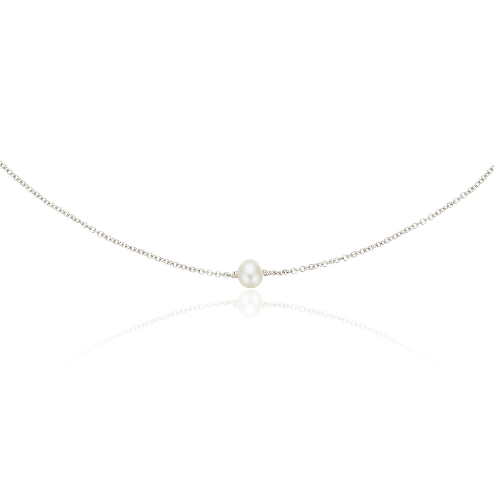 Silver Single Pearl Choker