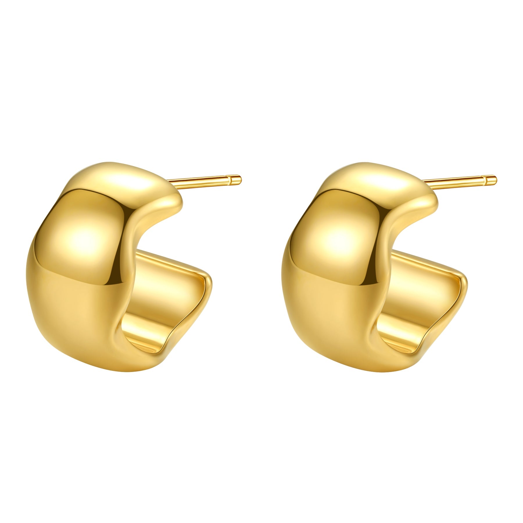 Chubby Wavy Hoop Earrings Stainless Steel