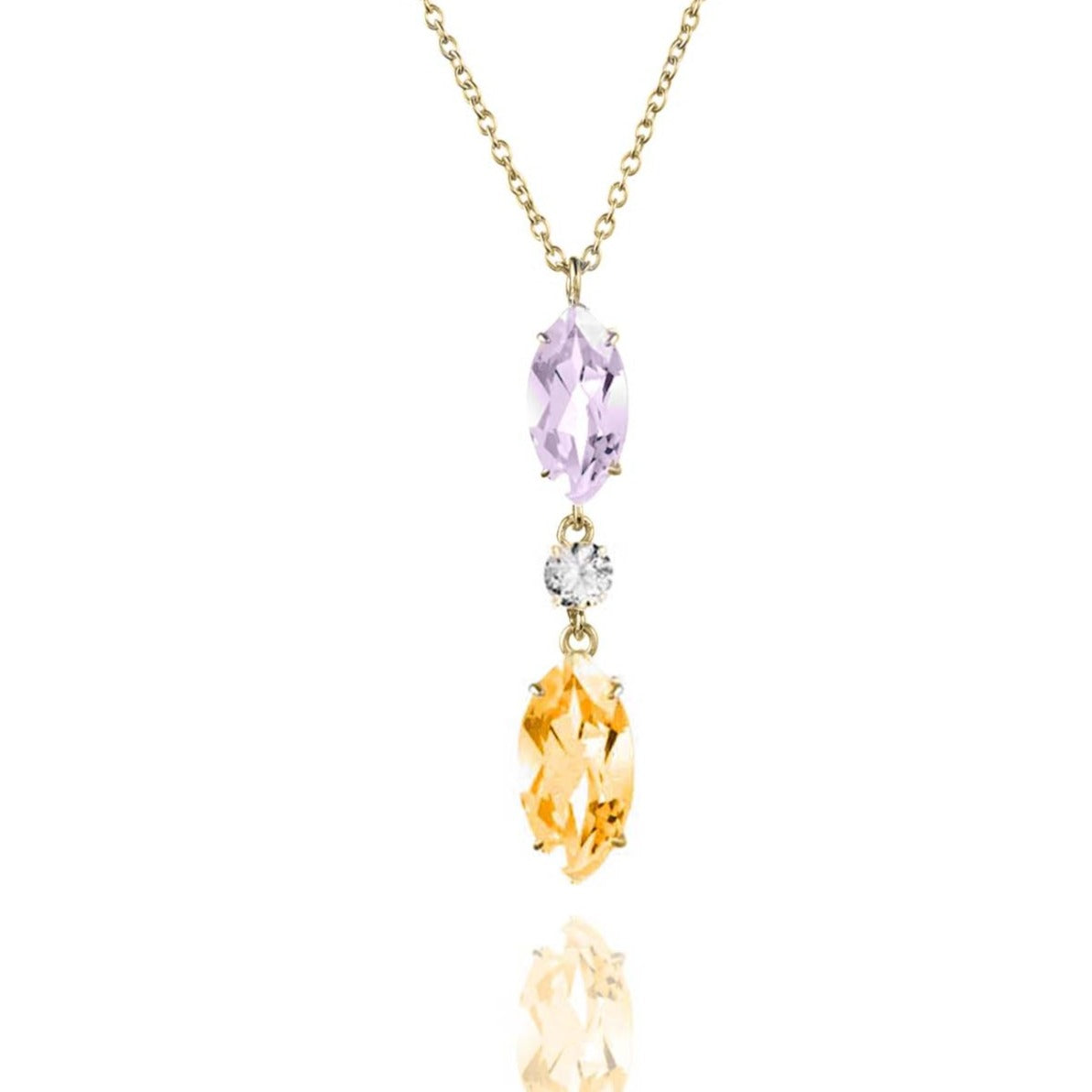 Purple Amethyst & Citrine & White Topaz Necklace