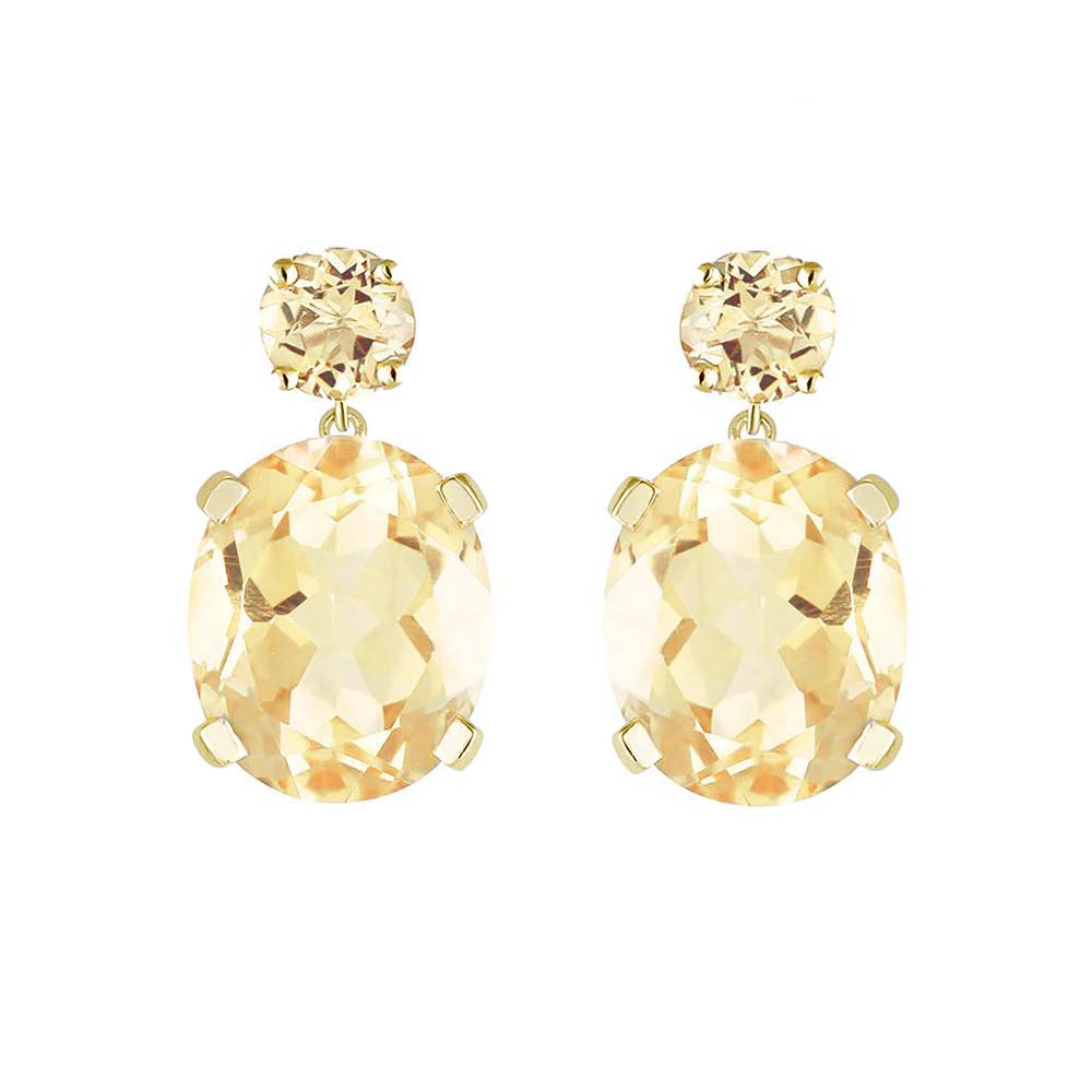 Yellow Gold Citrine Drop Earrings