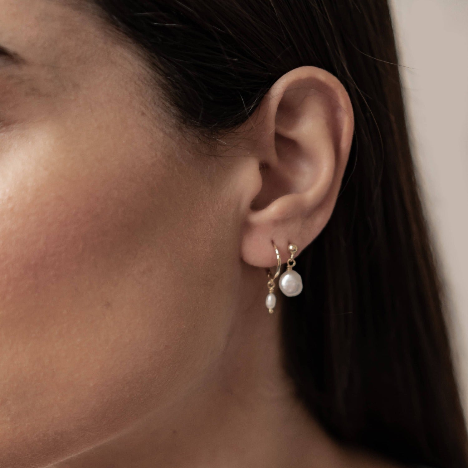 Classic Pearl Huggie and Stud Earring Set