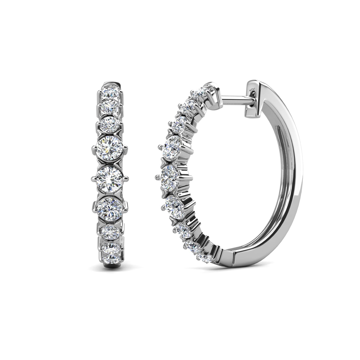 Claire 18k White Gold Plated 20mm Hoop Earrings with Swarovski Crystals