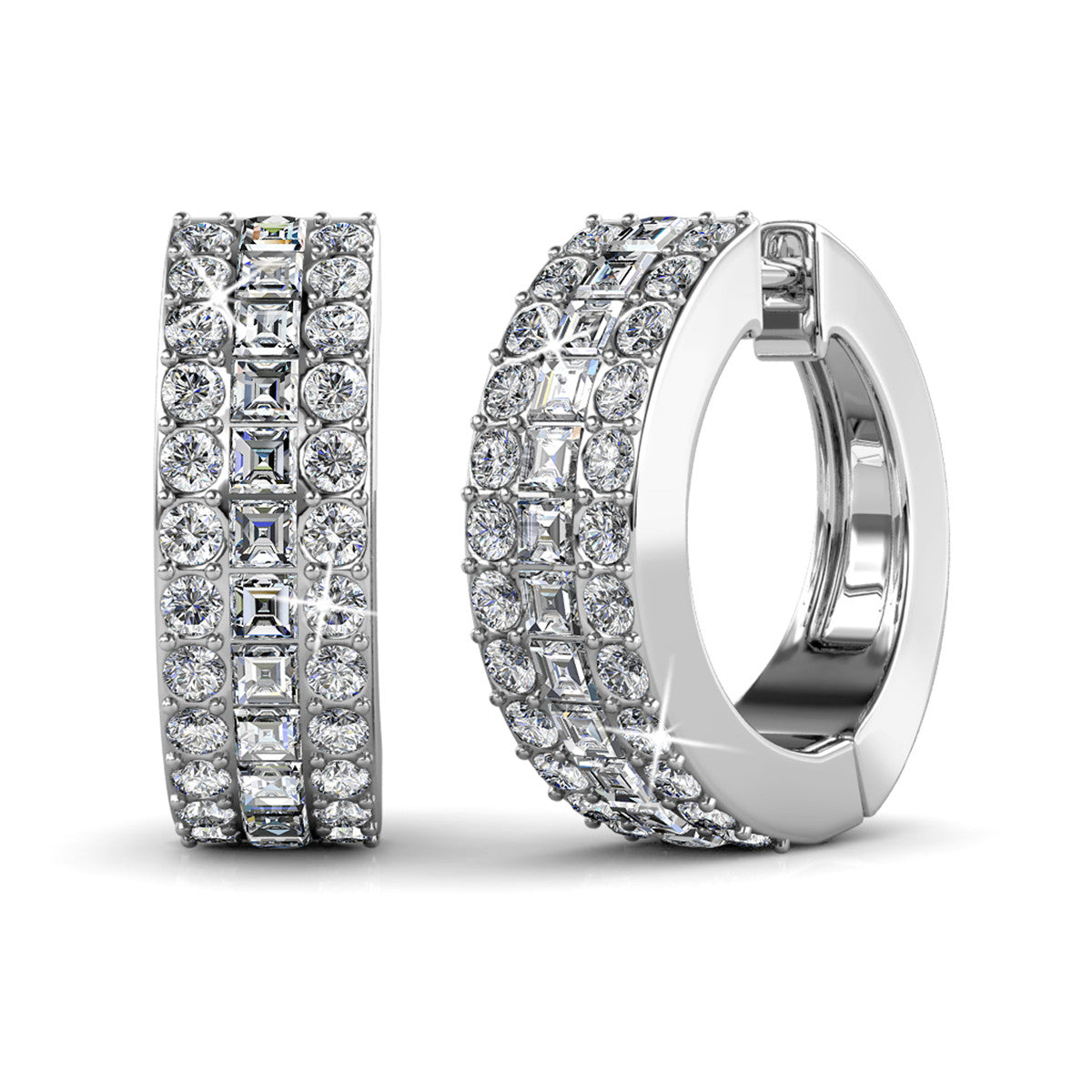 Wrenley 18k White Gold Plated 16mm Hoop Earrings with Swarovski Crystals