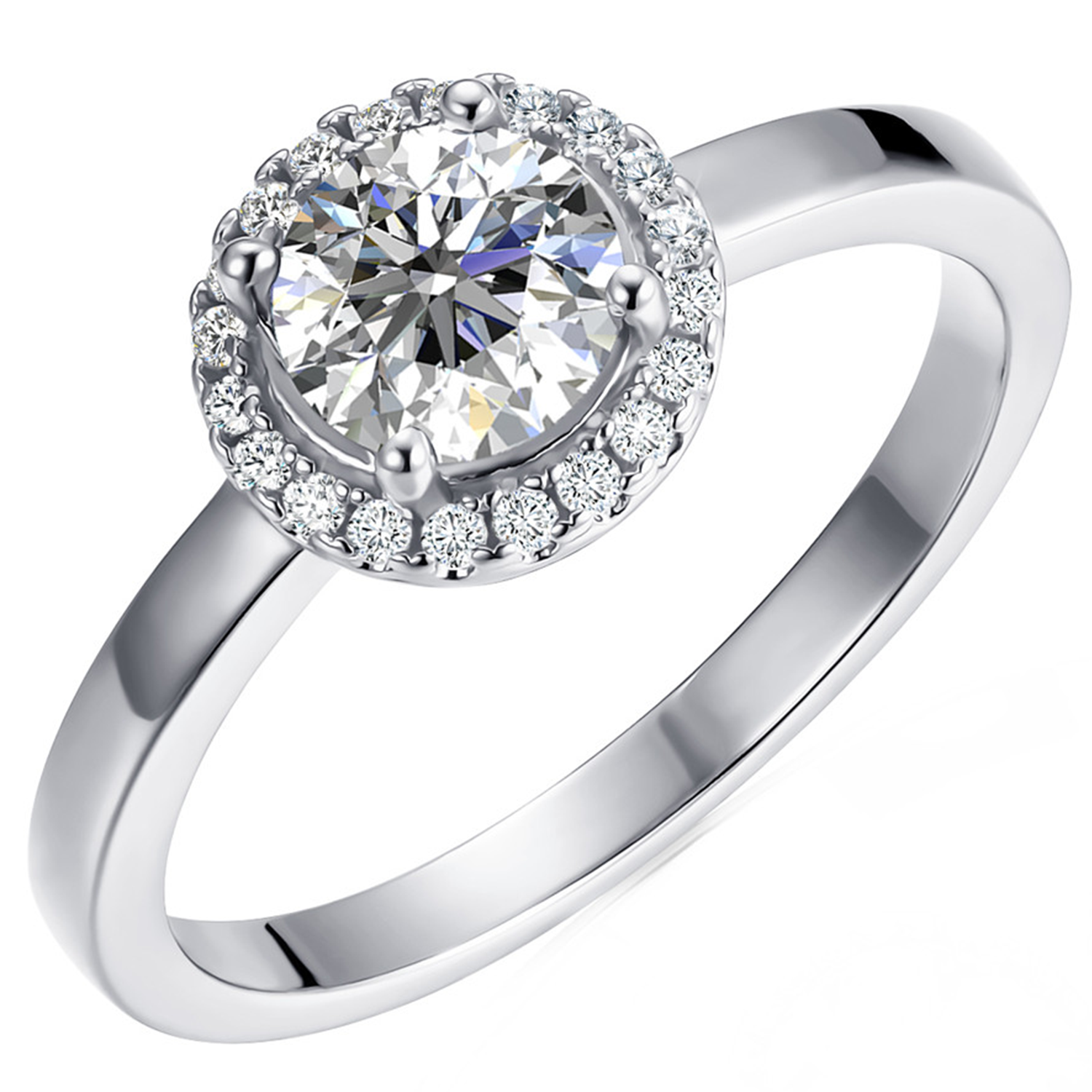 Moissanite by Cate & Chloe Cora 1tcw Round Cut 925 Sterling Silver 18K White Gold Plated Forever Engagement Ring